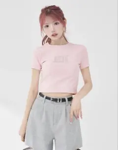 【新品未使用 タグ付き】Darich パールストーンロゴTシャツ ピンクのサムネイル