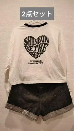 【Lovetoxic】ハートリンガーTシャツ＆デニムショートパンツ　2点セット