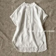 Du Tango／定価2万円 フレンチスリーブリネンシャツ シアーリネン100 