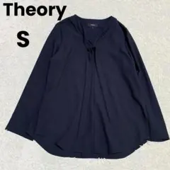 Theory セオリー ボウタイブラウス 洗える ダークネイビー 濃紺 長袖 S
