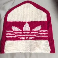 美品‼️adidas トレフォイル ニット帽 ビーニー レッド×ホワイト