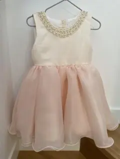 ベビードレス90ビーズ装飾 大きなリボン付き