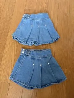 coca デニム プリーツスカート風 ショートパンツ 110cm 2枚セット