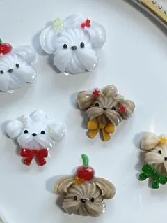 【レジン】わんちゃんデコレーションパーツ 6個セット 手作り