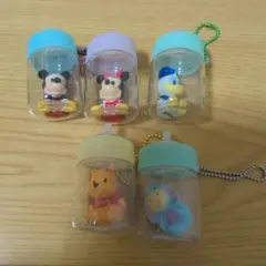 レトロ　ディズニー哺乳瓶キーホルダー　5個セット