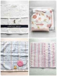 【開封済未使用】４枚まとめ売り ハンドタオル（2）タオルハンカチ（２）