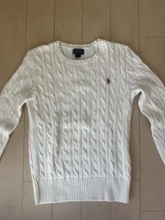 POLO RALPH LAUREN ホワイト ケーブルニットセーター L