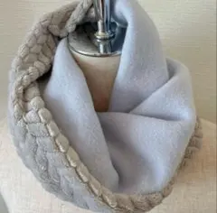 可愛い❤️ラベンダー　グレイ❤️ジャガードボア　フリース　スヌード　マフラー　グレー