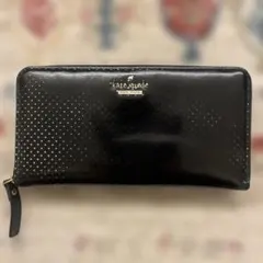 kate spade ブラック 長財布 ドットパターン