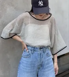 チャオパニックティピー　シアーレースボーダーリンガーTEE レディース