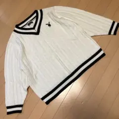 PLAYBOY ケーブルニットセーター ホワイト/ブラック　4Lのサムネイル