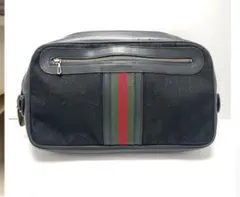 GUCCI オールドグッチ クラッチバッグ シェリーライン レザー ブラック