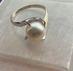 一粒パール ホワイトゴールド指輪
