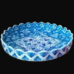 新品 龍峰窯 28㎝輪花大皿 染付更紗 菊割盛鉢 三洋陶器のサムネイル