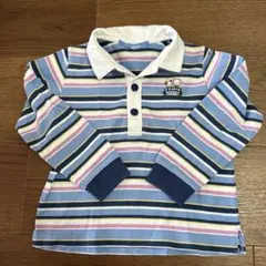 ファミリア 青系ストライプ 長袖ポロシャツ ベストセット100サイズ