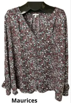 【美品】Maurices製 花柄長袖ブラウス 米国Lサイズ