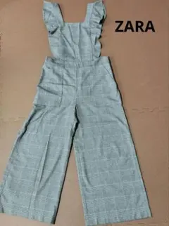 ZARA チェック柄 フリル袖 オーバーオールのサムネイル