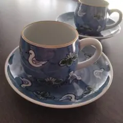 源右衛門 カップ＆ソーサー 源右衛門窯 (ゲンエモンガマ) カップ&ソーサー 古伊万里風草花菊渕