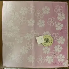 CELINE 桜花柄 タオルハンカチ ピンク