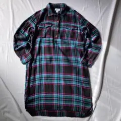 00s オールドネイビー チェック ネルシャツ ロング グランジ Y2K 平成