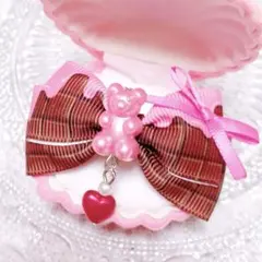 ♡Melty Chocolat Bearリング♡ 濃ピンク　ハンドメイド