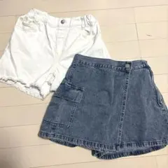 GU 女の子 150デニ厶ショートパンツ 2枚セット