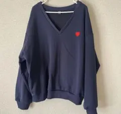 SHEIN ネイビー Vネック スウェット