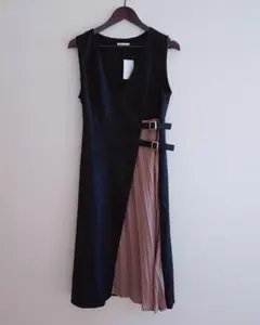 サイドプリーツ ロングワンピース