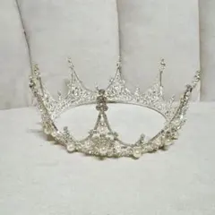 王冠 クラウン ティアラ 結婚式 フェイクパール ラインストーン 大きめ