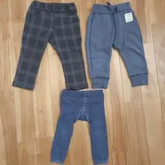 チェック柄パンツ　ズボン　80　スパッツ　タイツ　計3点セット