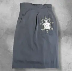 香水瓶刺繍入り タイトスカート ブラック 個性的