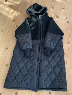 コート　キルト&ボア　ブラック