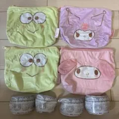 新品⭐︎サンリオ　ふわふわFACE台形ポーチ　けろけろけろっぴ　マイメロ　クロミ