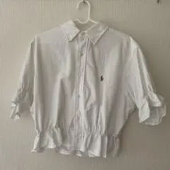 ポロ・ラルフ・ローレン 白 フリル付き五分丈ポロシャツ