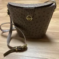 オーストリッチ ゴールド金具 ワンハンドル バッグ グレー OSTRICH 