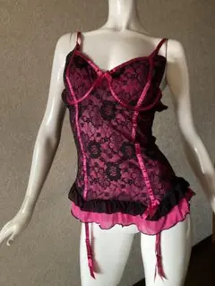 ✰花柄レースビスチェ パンクロック　ゴスロリ　Y2K　00s　当時物　ダークコア