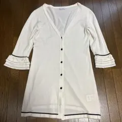 AUSTIN REEDフリル付きラメロングカーディガン