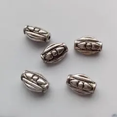 ②シルバーメタルビーズ5個入☆ハート筒型☆ハンドメイドアクセサリーパーツ☆枝豆