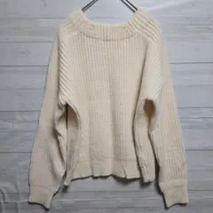 LOWRYS FARM アイボリー 長袖セーター M ウール ふんわり