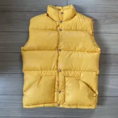 美品 70s 茶タグ ノースフェイス ダウンベスト イエロー 黄色 L 藤原着