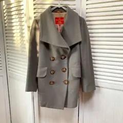 ヴィヴィアンウエストウッド★ ピーコート カーキ 裏地総柄　オーブ M