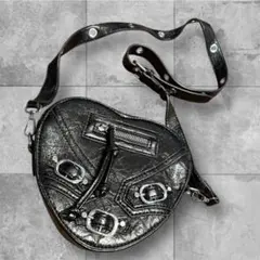 ハート型 ブラック ショルダーバッグ