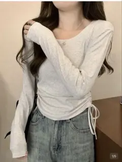SHEIN サイドドロスト 長袖カットソー グレー Mサイズ