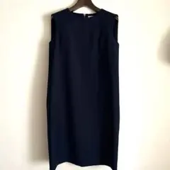 【超美品】バックファスナー　ネイビー ノースリーブ ワンピース　S