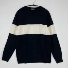 GU ジーユー ネイビー×ホワイト ストライプ ニットセーター Lサイズ
