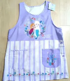 保育士エプロン　ディズニー　アナと雪の女王　ボア付き