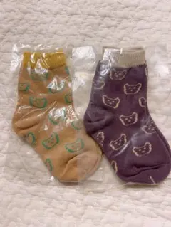 キッズ靴下2足セット くまさん柄2-4歳