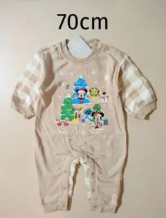 新品 ディズニー クリスマス 長袖ロンパース 70cm カバーオール、