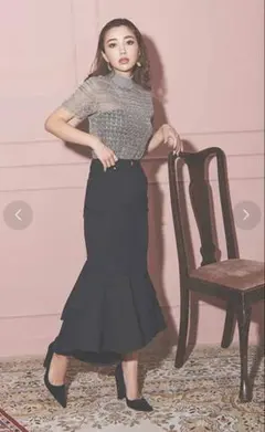 エイミーイストワール デニムフリルマーメイドスカート ブラック S