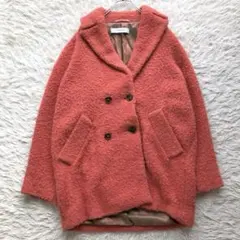 【現行 ルーマニア製】マックスマーラ　ボアコート　オレンジ　大きいサイズ　ウール